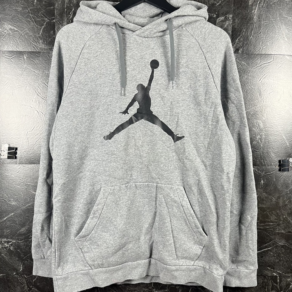 Jordan Nike Men's Grey Fleece Hoodie Medium
